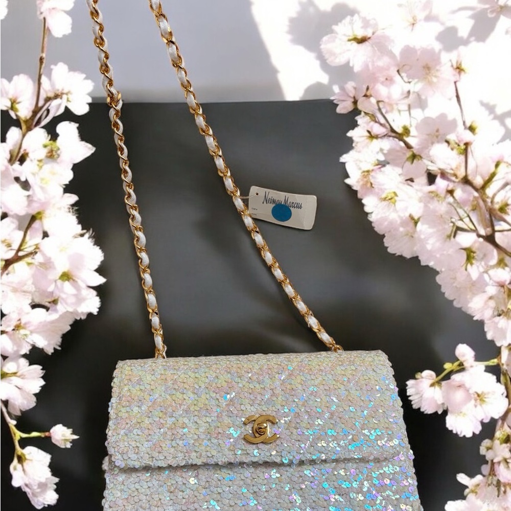 Chanel Sequin Shoulder Bag 24K gold plated hardware, Vintage, RARE